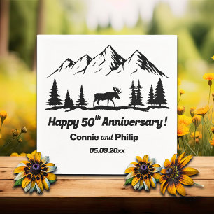 Serviette En Papier Montagnes et orignal 50e anniversaire de mariage