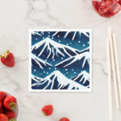 Serviette En Papier Montagnes Retro Snowy Blue (En situation)