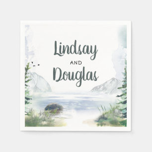 Serviette En Papier Montagnes Woodsy Nature Mariage d'aventure