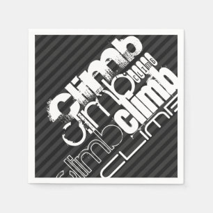 Serviette En Papier Montée ; Rayures noires et gris-foncé