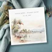 Serviette En Papier Montego Bay Jamaïque Mariage de paysage aquarelle
