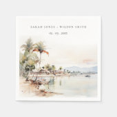 Serviette En Papier Montego Bay Jamaïque Mariage de paysage aquarelle (Devant)