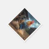 Serviette En Papier Monter le coq dans une ferme poussiéreuse (Coin)