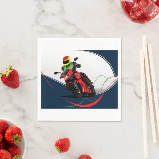 Serviette En Papier Monter Une Moto Rouge (En situation)