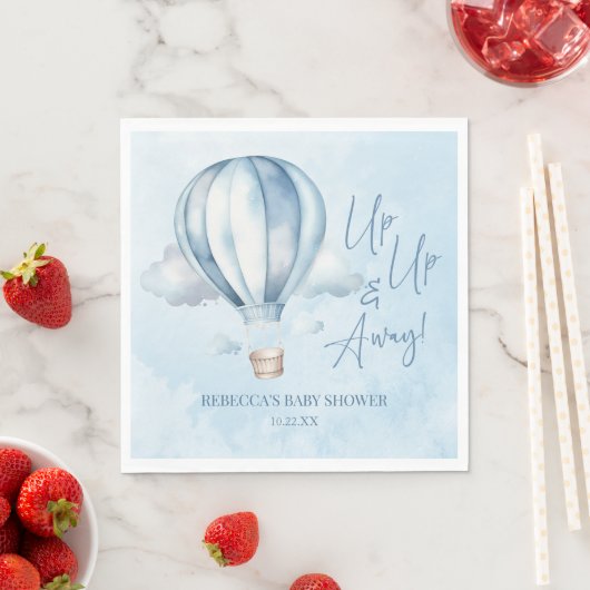 Serviette En Papier Montez et partez ! Baby shower Blue Hot Air Balloo (En situation)