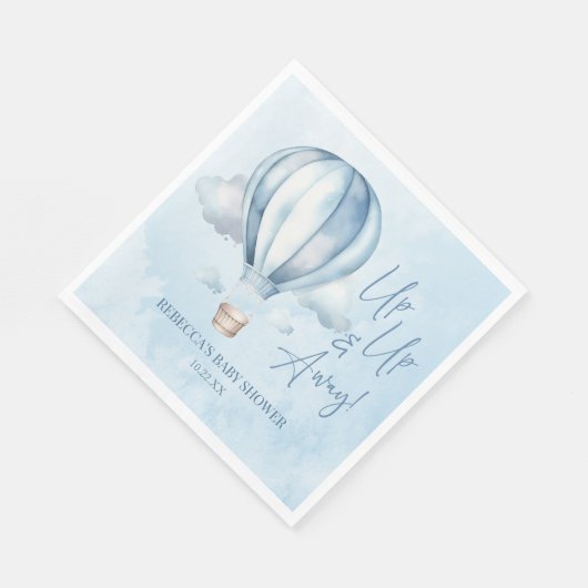 Serviette En Papier Montez et partez ! Baby shower Blue Hot Air Balloo (Coin)