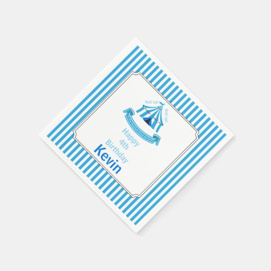 Serviette En Papier Montez ! Montez ! Cirque Anniversaire Bleu (Coin)