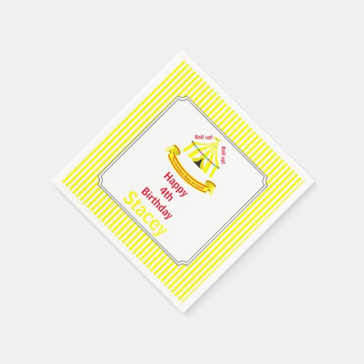 Serviette En Papier Montez ! Montez ! Cirque Anniversaire Fête Jaune (Coin)