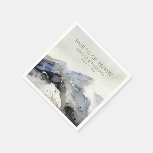 Serviette En Papier Monts d'aquarelle Modèle de mariage personnalisés (Coin)