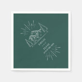 Serviette En Papier Monts Line Art Emerald Mariage Napkins (Devant)