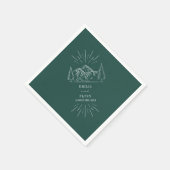 Serviette En Papier Monts Line Art Emerald Mariage Napkins (Coin)
