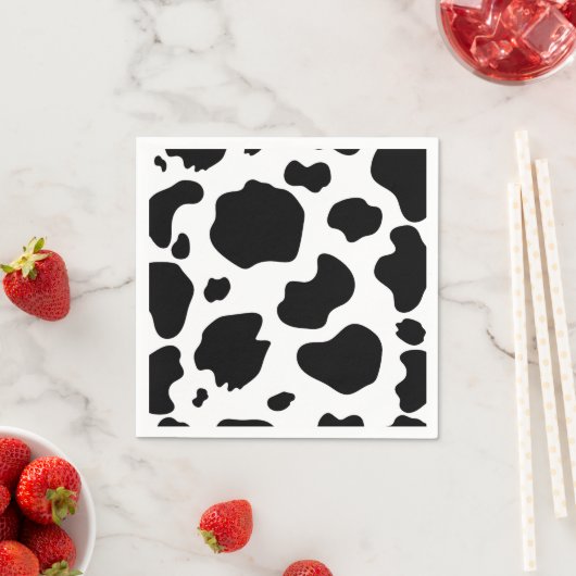 Serviette En Papier Moo Cow Spots Imprimer Black & White Anniversaire (En situation)