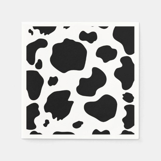 Serviette En Papier Moo Cow Spots Imprimer Black & White Anniversaire (Devant)