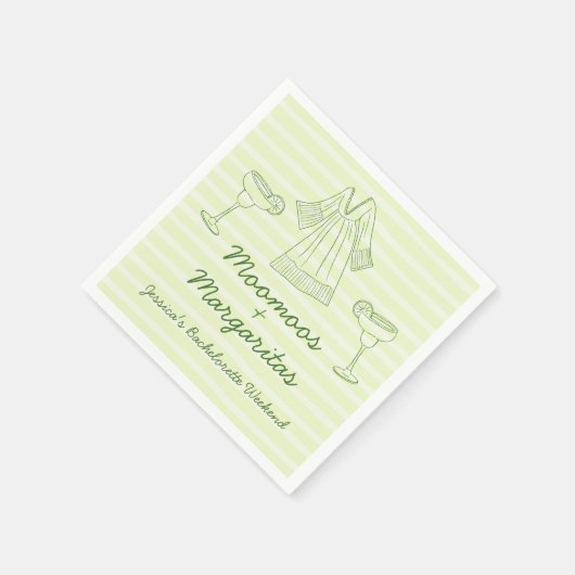 Serviette En Papier Moo Moos & Margaritas Bachelorette manuscrite (Coin)