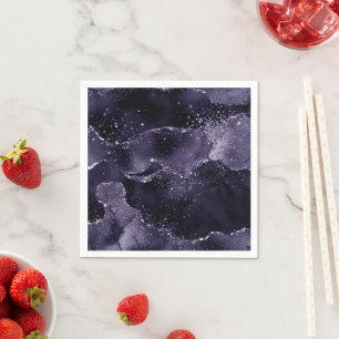 Serviette En Papier Moody Agate   Midnight Indigo Deep Purple Glam