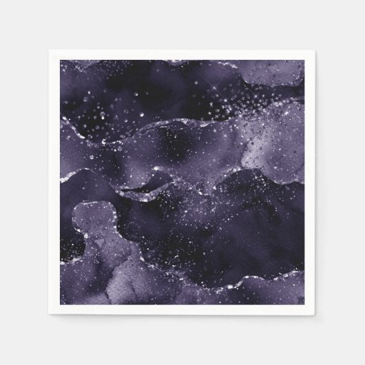 Serviette En Papier Moody Agate | Midnight Indigo Deep Purple Glam (Devant)