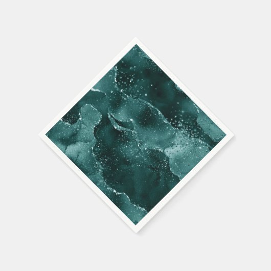 Serviette En Papier Moody Agate | Turquoise Vert Malachite Riche Joyau (Coin)