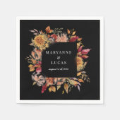 Serviette En Papier Moody Autumn Floral Monogramme (Devant)
