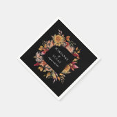 Serviette En Papier Moody Autumn Floral Monogramme (Coin)