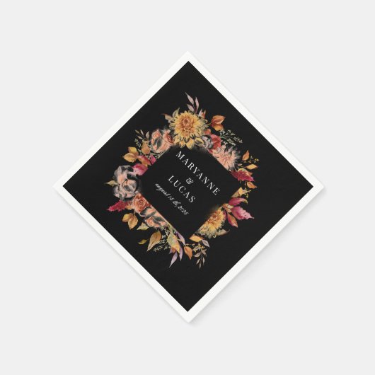 Serviette En Papier Moody Autumn Floral Monogramme (Coin)