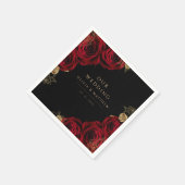 Serviette En Papier Moody Black Burgundy Roses Wedding  (Coin)