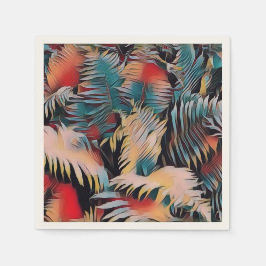 Serviette En Papier Moody Blue Fern Feuille - Découpage botanique (Devant)