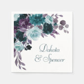 Serviette En Papier Moody Boho | Bouquet Turquoise Turquoise Purple Fl (Devant)