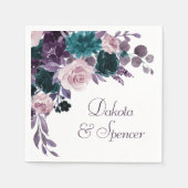 Serviette En Papier Moody Boho | Mariage floral pourpre de prune d'aub (Devant)