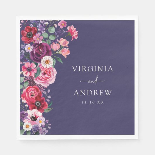 Serviette En Papier Moody Floral Mariage (Devant)