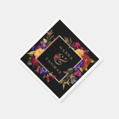 Serviette En Papier Moody foncé Automne Mariage Floral (Coin)