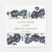 Serviette En Papier Moody foncé Gothique Bleu Floral Mariage (Devant)