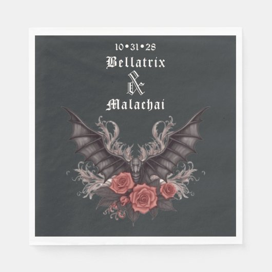 Serviette En Papier Moody Gothic Mariage Chat Noir (Devant)