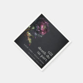 Serviette En Papier Moody Gothic violet foncé Mariage de pivoine noire (Coin)