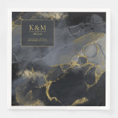 Serviette En Papier Moody Ink Charcoal Gold Abstrait Blk ID988 (Devant)