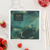 Serviette En Papier Moody Ink Emerald Gold Abstrait V2 ID988 (En situation)