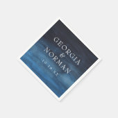 Serviette En Papier Moody Navy Mariage d'aquarelle bleu (Coin)