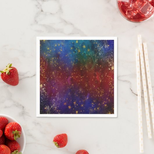 Serviette En Papier Moody Ombre | Psychedélique Grunge Gold Stardust (En situation)