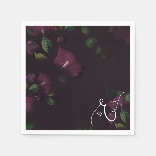 Serviette En Papier Moody Purple Bloom Grunge Mariage (Devant)