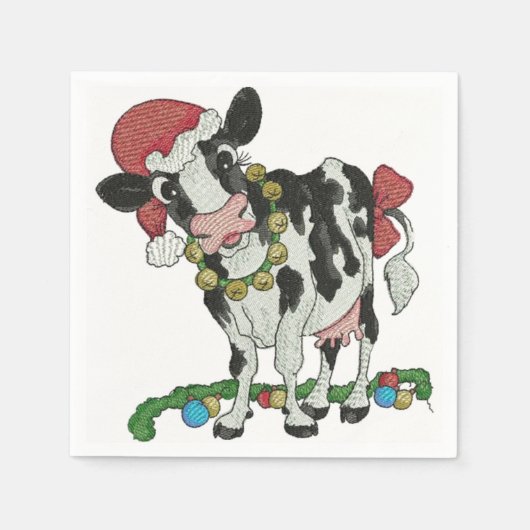 Serviette En Papier Mooey Noël ! Serviettes de Noël à thème vaches (Devant)