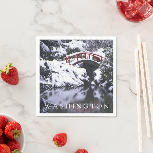 Serviette En Papier Moon Bridge & Pond en hiver | Seattle, Washington (En situation)