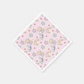 Serviette En Papier Moon, Stars and Clouds Pattern on Rose (Coin)