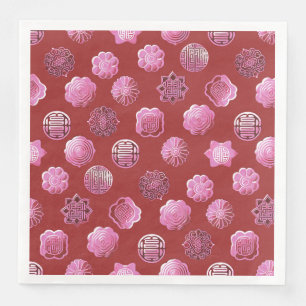Serviette En Papier Mooncakes rose et rouge