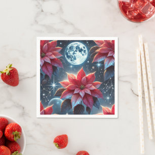 Serviette En Papier Moonlight Poinsettia Moonlight Modèle Floral Décou