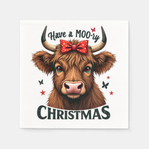 Serviette En Papier Moory Christmas adorable vache portant Père Noël