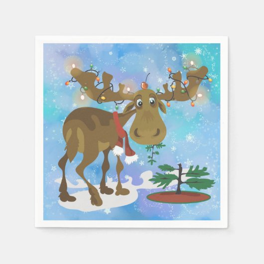 Serviette En Papier Moose de Noël (Devant)