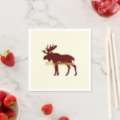 Serviette En Papier Moose Plaid Ski Lodge Holiday Party Napkins (En situation)