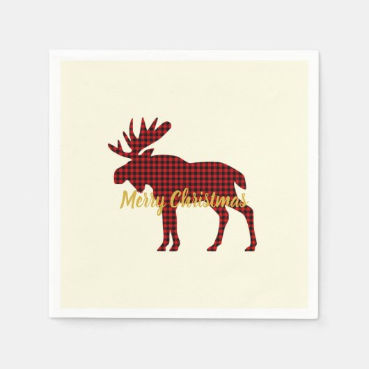 Serviette En Papier Moose Plaid Ski Lodge Holiday Party Napkins (Devant)