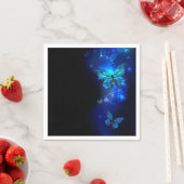 Serviette En Papier Morpho Butterfly in the Dark Background (En situation)