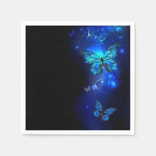 Serviette En Papier Morpho Butterfly in the Dark Background (Devant)