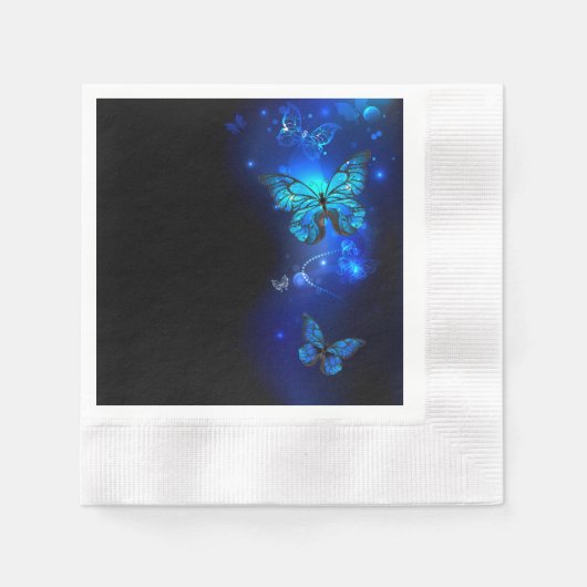 Serviette En Papier Morpho Butterfly in the Dark Background (Devant)
